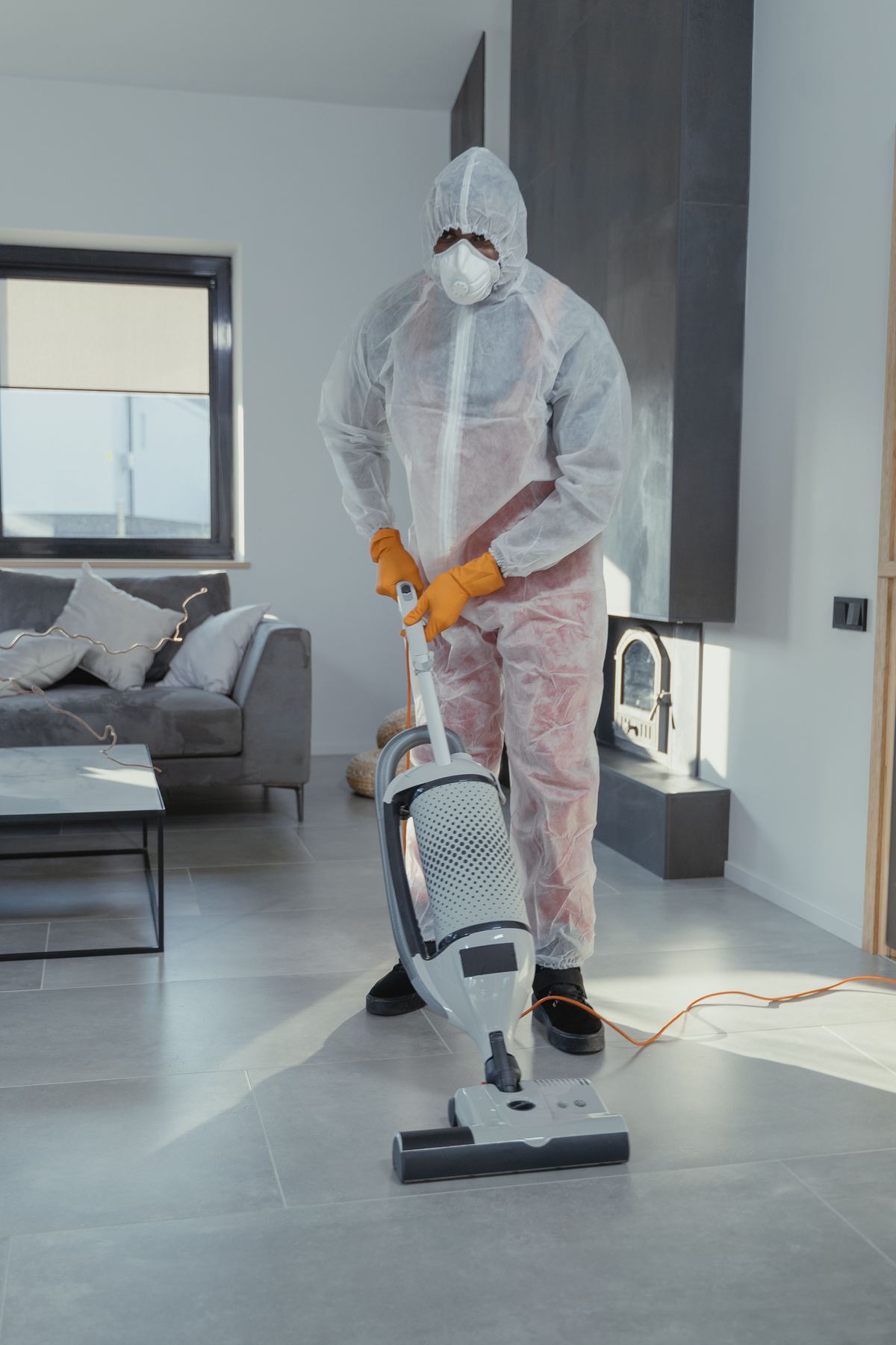 Operative in protective suit